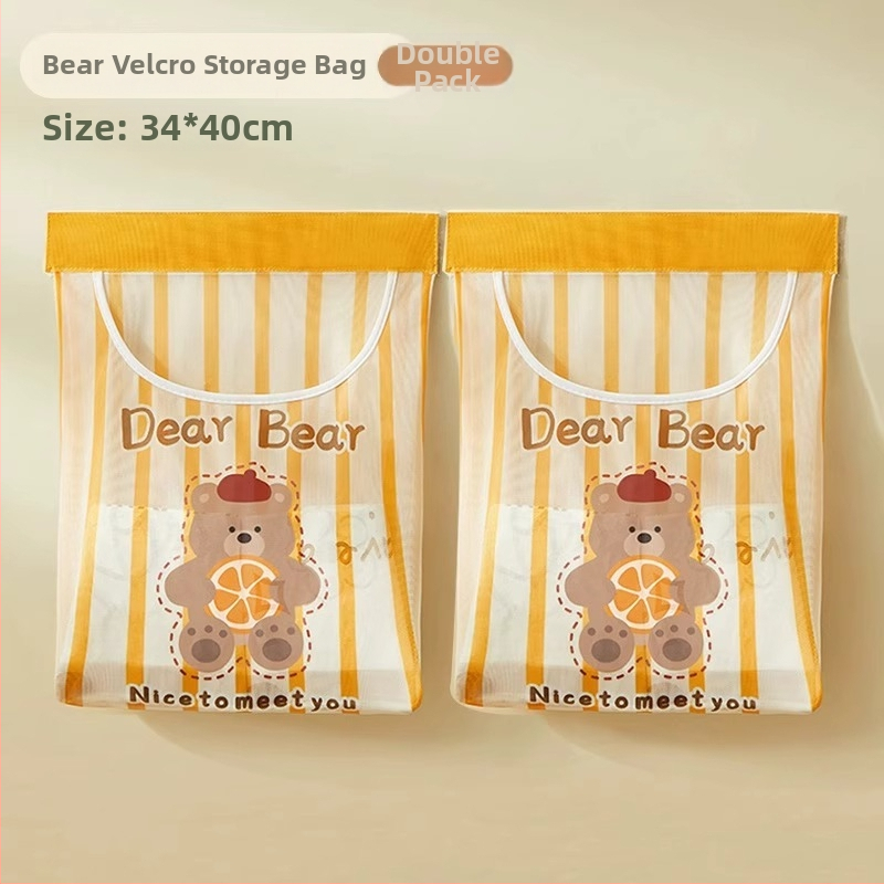 Tinkle montuojama sieninė laikymo kišenė šiukšlių maišiams, virtuvėje, mielas cartoon stilius, daugiafunkcinis organizatorius.