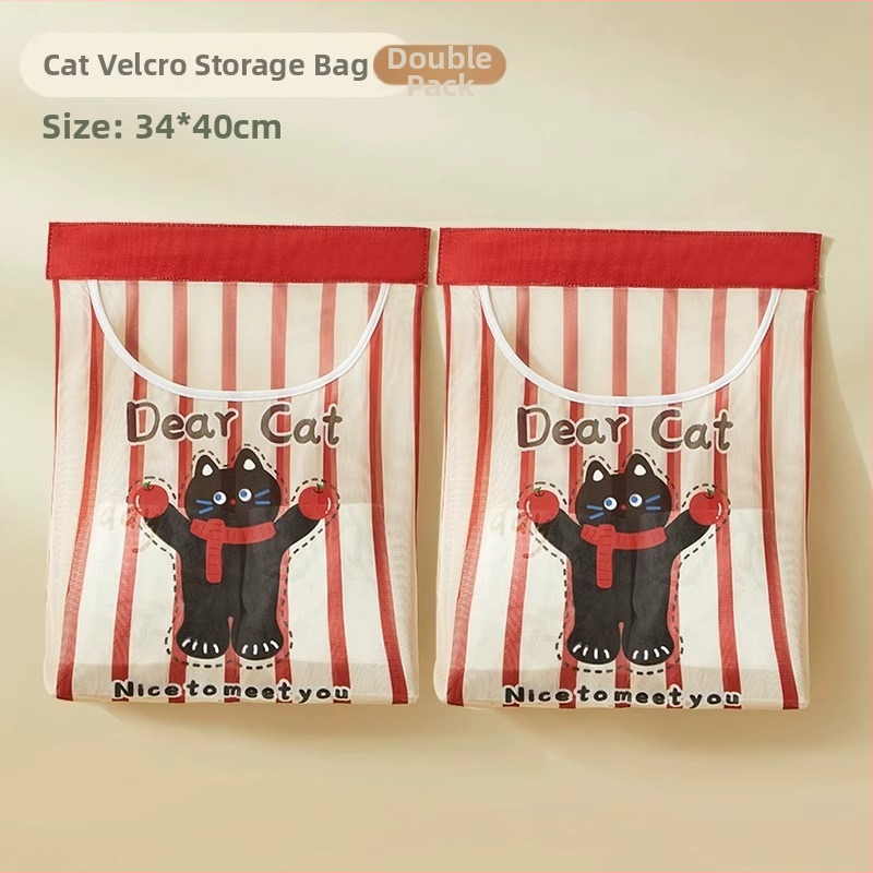 Tinkle montuojama sieninė laikymo kišenė šiukšlių maišiams, virtuvėje, mielas cartoon stilius, daugiafunkcinis organizatorius.