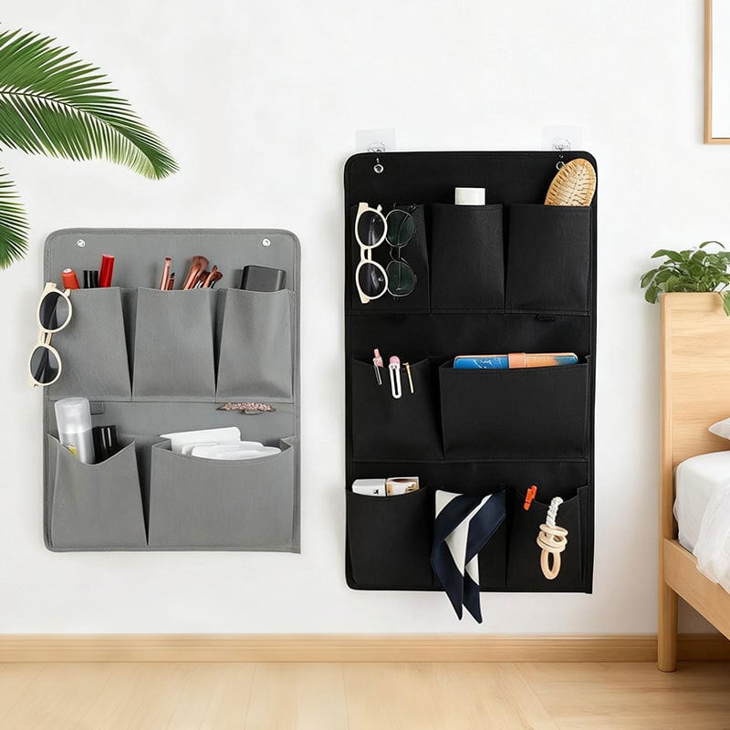 Prie sienos kabančios saugojimo maišelis garderobei, netintas audinys, daugiafunkcinis miegamojo organizatorius, tinkamas CD, žurnalams ir atvirlai, už durų modelis