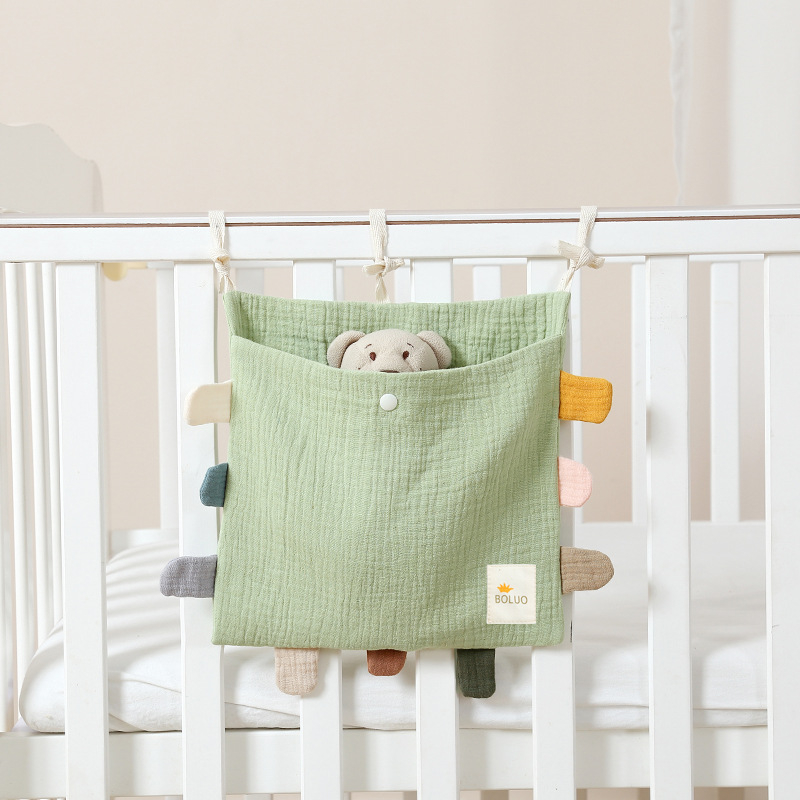 Kūdikio lovelės šoninis kabinamas laikymo maišelis, medvilnė audinys, paprastas ir šiuolaikiškas dizainas, daugiafunkcis