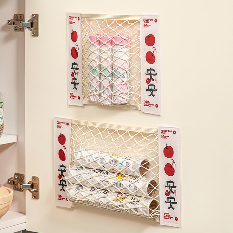 Virtuvės sieninis tinklinis laikymo krepšys su Velcro, poliesteris, modelis Y, daugiafunkcinis