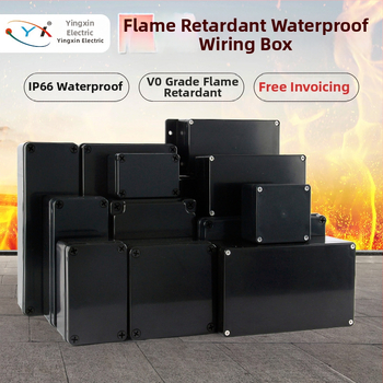 Išorinė vandeniui atspari jungčių dėžutė iš ABS plastiko, korpusas su V0 klase ir degumo atsparumu