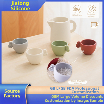 Vaikų silikono arbatų rinkinys – vaidybos virtuvės žaislas, 4-6 metų, silikono medžiaga, lavina rankų-akių koordinaciją ir vaizduotę