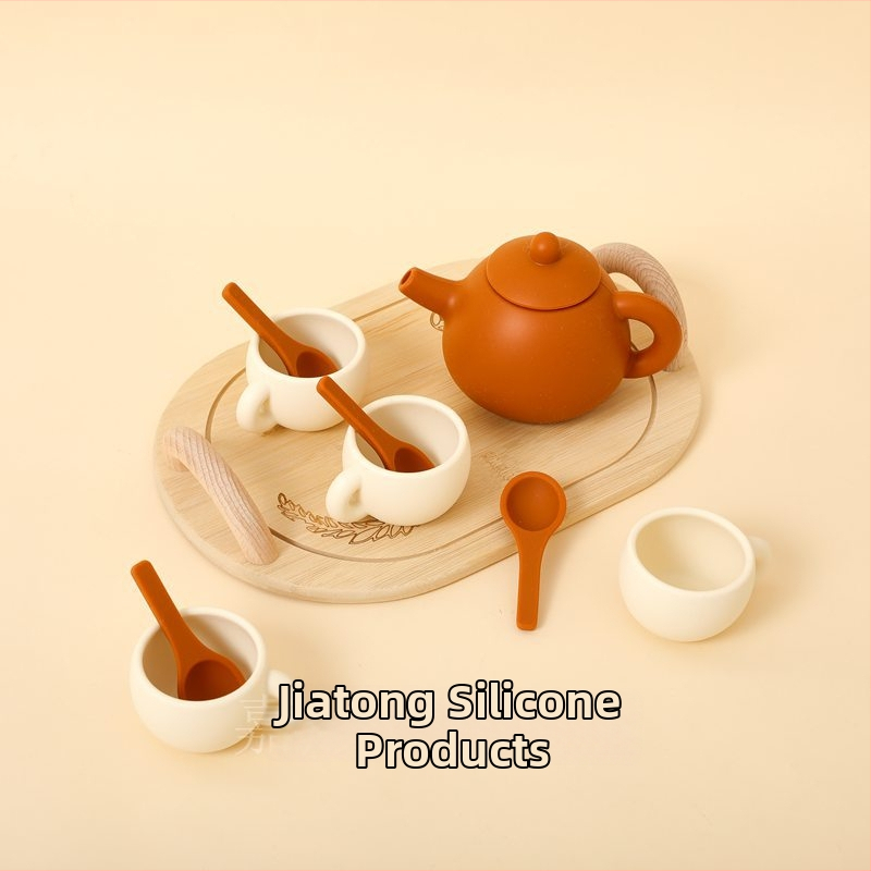Vaikų silikono arbatų rinkinys – vaidybos virtuvės žaislas, 4-6 metų, silikono medžiaga, lavina rankų-akių koordinaciją ir vaizduotę