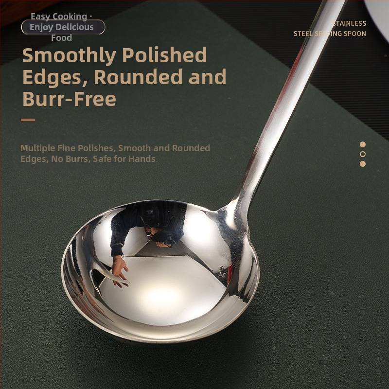 Sada lyžíc na polievku a sitko z nehrdzavejúcej ocele – hrubšia konštrukcia, vysokoteplotná odolnosť, rukoväť a lopatka z nehrdzavejúcej ocele, tlačené logo, možnosť prispôsobenia