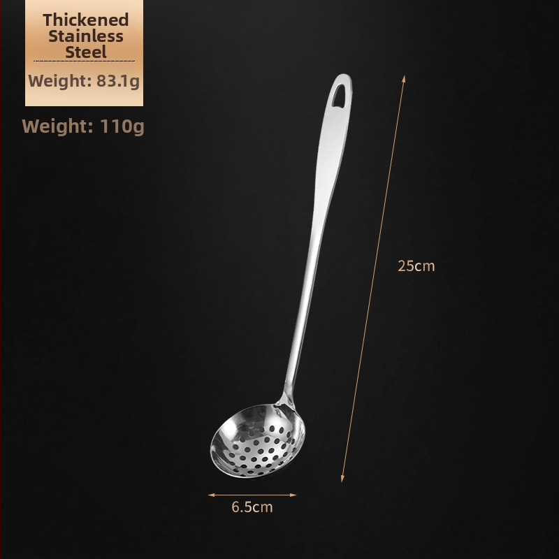 Nerūdijančio plieno sriubos šaukštas ir sietelis – storesnė konstrukcija, aukštos temperatūros atsparumas, rankena ir šaukštas iš nerūdijančio plieno, logotipo spausdinimas, pritaikymas galimas