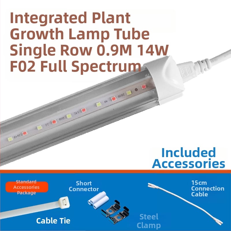LED augimo šviesos vamzdelis augalams T8, integruotas — 96 LED, 1800 lm, 85-265 V, IP65, 30000 h