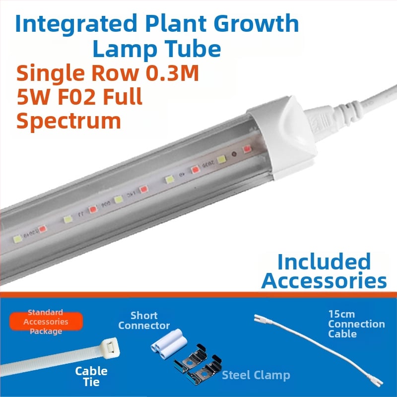 LED augimo šviesos vamzdelis augalams T8, integruotas — 96 LED, 1800 lm, 85-265 V, IP65, 30000 h