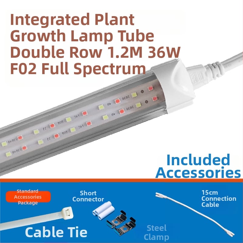 LED augimo šviesos vamzdelis augalams T8, integruotas — 96 LED, 1800 lm, 85-265 V, IP65, 30000 h