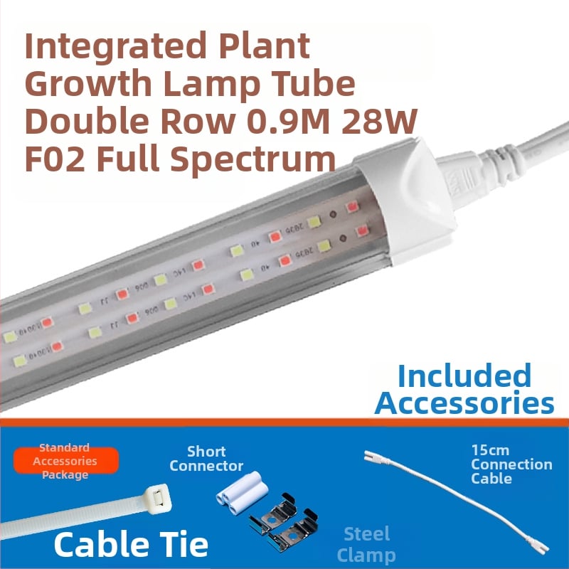 LED augimo šviesos vamzdelis augalams T8, integruotas — 96 LED, 1800 lm, 85-265 V, IP65, 30000 h