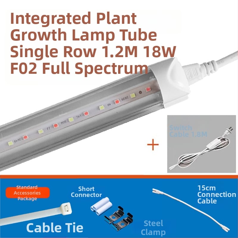 LED augimo šviesos vamzdelis augalams T8, integruotas — 96 LED, 1800 lm, 85-265 V, IP65, 30000 h