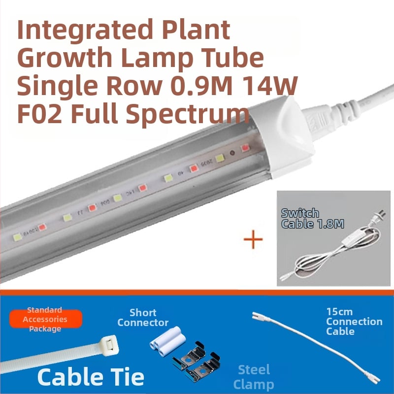LED augimo šviesos vamzdelis augalams T8, integruotas — 96 LED, 1800 lm, 85-265 V, IP65, 30000 h