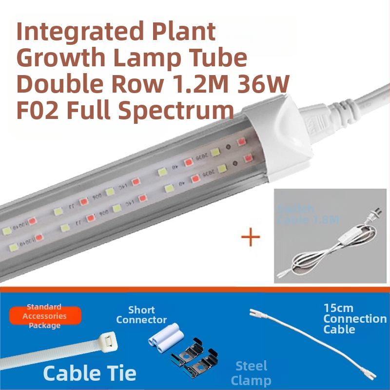 LED augimo šviesos vamzdelis augalams T8, integruotas — 96 LED, 1800 lm, 85-265 V, IP65, 30000 h