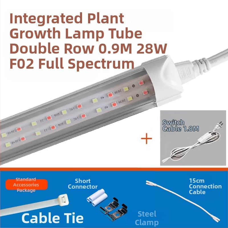 LED augimo šviesos vamzdelis augalams T8, integruotas — 96 LED, 1800 lm, 85-265 V, IP65, 30000 h
