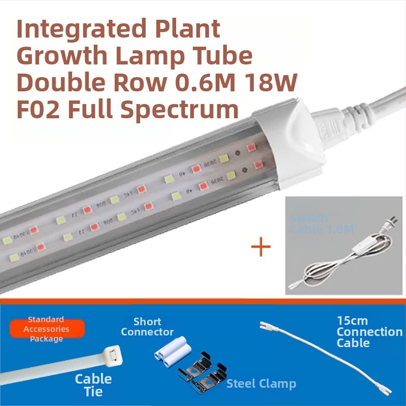 LED augimo šviesos vamzdelis augalams T8, integruotas — 96 LED, 1800 lm, 85-265 V, IP65, 30000 h