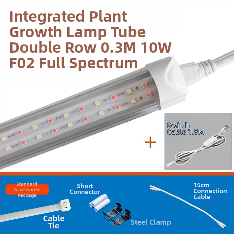 LED augimo šviesos vamzdelis augalams T8, integruotas — 96 LED, 1800 lm, 85-265 V, IP65, 30000 h
