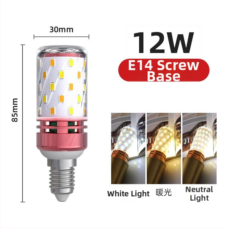 LED kukurūzų lemputė, E27/E14 lizdas, 220V, 1000 lm, 3000K, 360° spinduliavimas