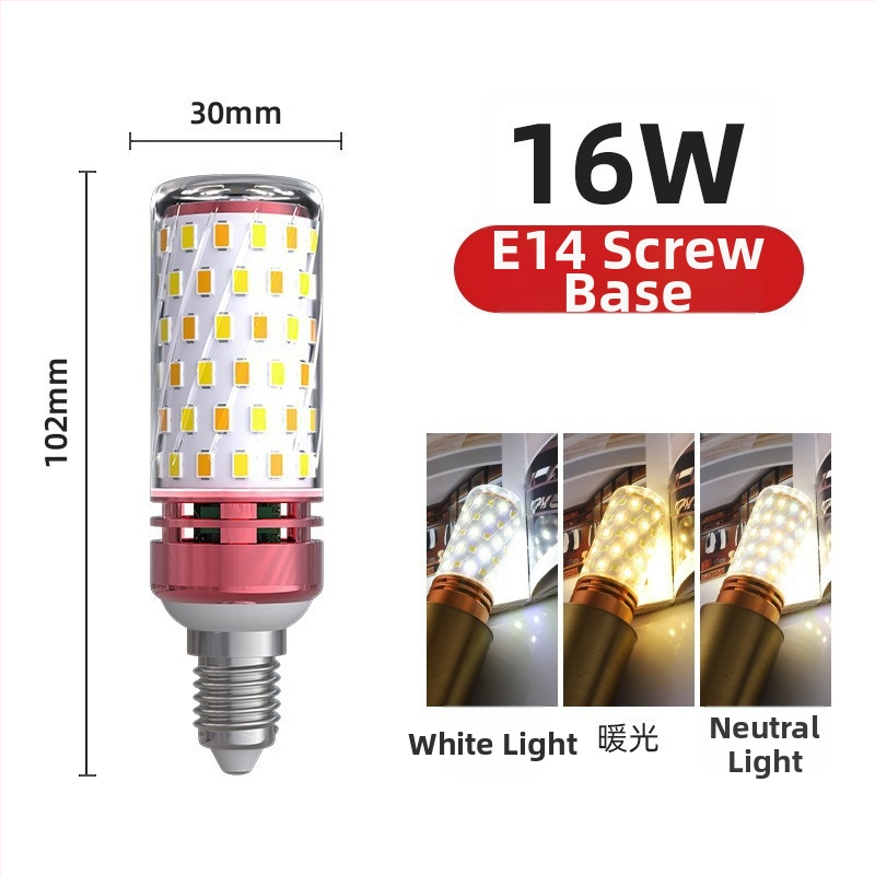 LED kukurūzų lemputė, E27/E14 lizdas, 220V, 1000 lm, 3000K, 360° spinduliavimas