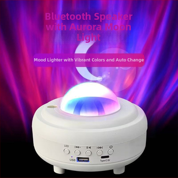 Mėnulio lemputė su žvaigžčių dangaus projektoriumi, USB maitinimas, Bluetooth garsiakalbis, LED atmosferos šviesa, staliniam naudojimui