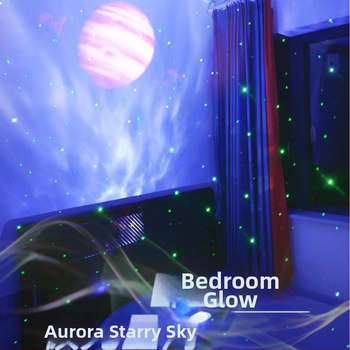 Mėnulio lemputė su žvaigžčių dangaus projektoriumi, USB maitinimas, Bluetooth garsiakalbis, LED atmosferos šviesa, staliniam naudojimui