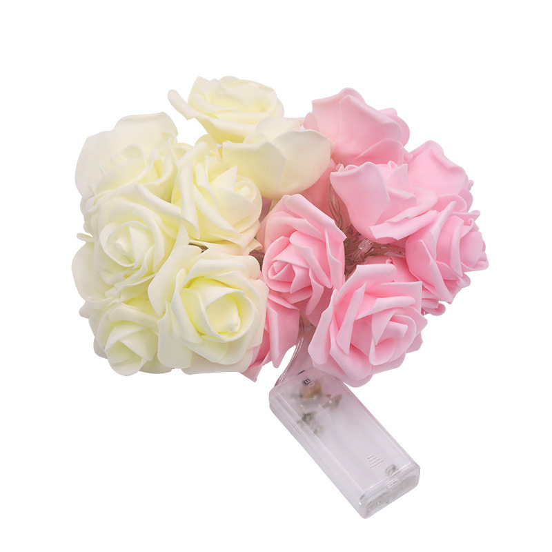 LED vėriniai žiedlapių formos, 10 LED, 3000K šilta balta, maitinimas baterijomis, IP42, modelis 19-JZD-01