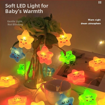 LED dekoratyvinės lemputės su žvaigždėmis, debesėliais ir vaivorykšte vidaus ir lauko dekoracijoms; IP44; baterijų dėžutė; modelis XX10-101; Sanan optoelectronics čipas