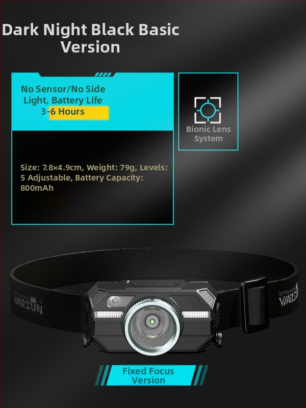 LED galvos žibintas su ilgu tarnavimo laikui, ABS korpusas, baterijomis maitinimas, šviesos diapazonas ≥ 500 m