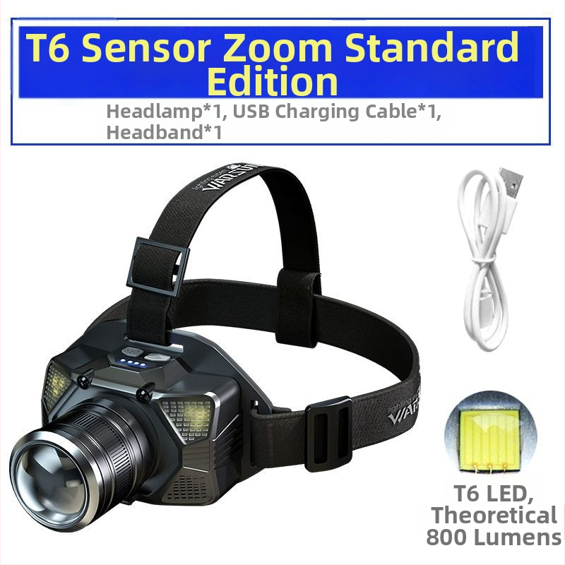 LED galvos žibintas su ilgu tarnavimo laikui, ABS korpusas, baterijomis maitinimas, šviesos diapazonas ≥ 500 m