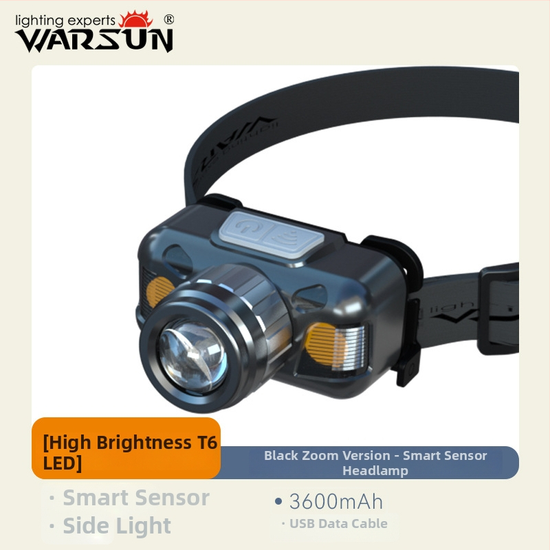 LED galvos žibintas su ilgu tarnavimo laikui, ABS korpusas, baterijomis maitinimas, šviesos diapazonas ≥ 500 m