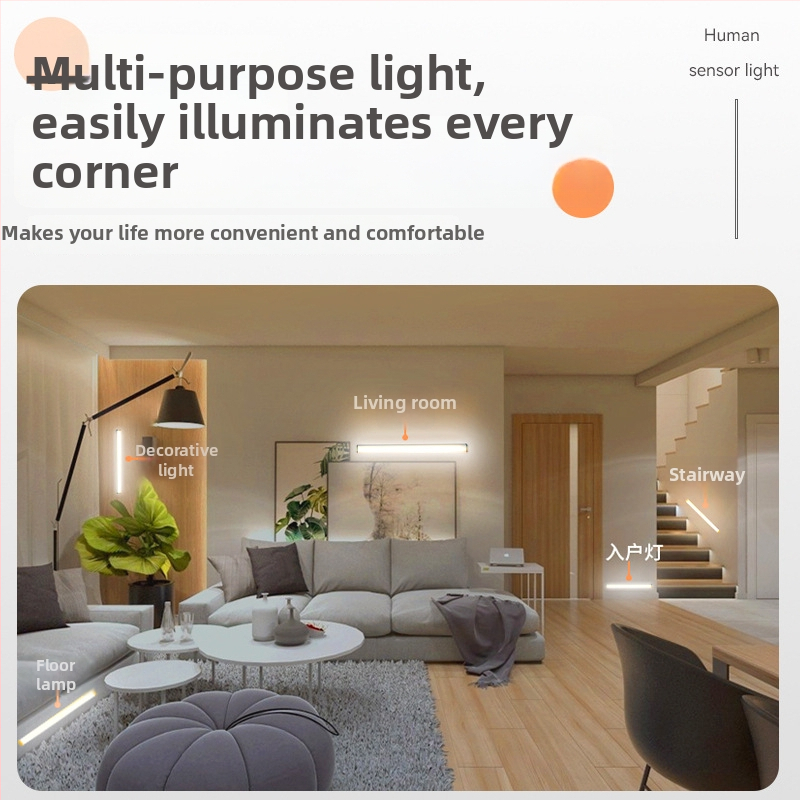 Φωτιστικό LED νυχτερινό με αισθητήρα κίνησης, USB επαναφορτιζόμενο για ντουλάπες, διακόπτης επαγωγής, μοντέρνο μινιμαλιστικό στυλ, διαστάσεις 100-500