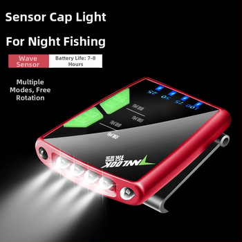 Naktinei žvejybai galvos žibintuvas - įkraunama LED, indukcinis jungiklis, lengvas plastikinis korpusas, veikimo atstumas iki 200–500 m