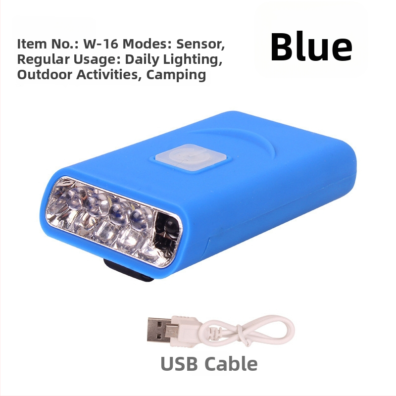 Naktinei žvejybai galvos žibintuvas - įkraunama LED, indukcinis jungiklis, lengvas plastikinis korpusas, veikimo atstumas iki 200–500 m