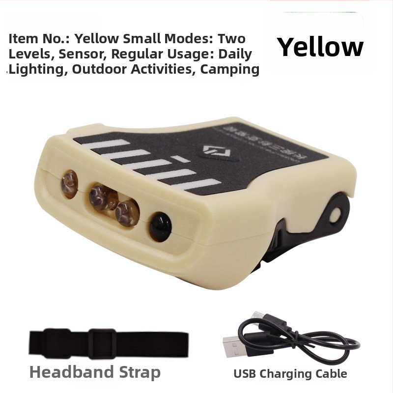 Naktinei žvejybai galvos žibintuvas - įkraunama LED, indukcinis jungiklis, lengvas plastikinis korpusas, veikimo atstumas iki 200–500 m