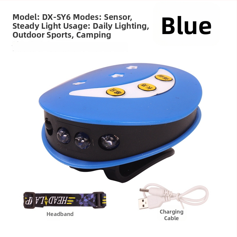 Naktinei žvejybai galvos žibintuvas - įkraunama LED, indukcinis jungiklis, lengvas plastikinis korpusas, veikimo atstumas iki 200–500 m