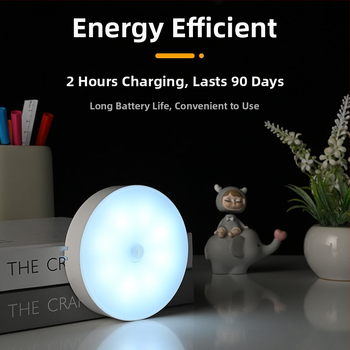 LED таванна лампа с датчик за движение и контрол на светлината, презареждаща се, обхват 5-10 m2