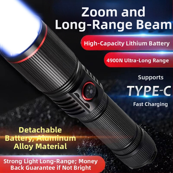 Rankinis žibintuvas su aliuminio lydinio korpusu, modelis G25-0921, 50–100 m nuotolis, atsparus vandeniui