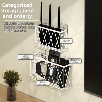 Sienos laikiklis maršrutizatoriui ir set-top dėžei - be gręžimo, anglies plienos, šiuolaikiškas minimalistinis stilius, kabinimas su kilpa, 1-lygio lentyna, tinkamas virtuvei, miegamajam, voniai ir svetainei