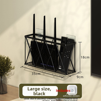 Sienos laikiklis maršrutizatoriui ir set-top dėžei - be gręžimo, anglies plienos, šiuolaikiškas minimalistinis stilius, kabinimas su kilpa, 1-lygio lentyna, tinkamas virtuvei, miegamajam, voniai ir svetainei