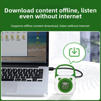 Bērnu agrīnās izglītības kabatas stāstu mašīna ar Bluetooth, ierakstu funkciju, uzlādes bateriju, 8GB+ atmiņu, silikona korpuss