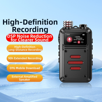 MP3 grotuvas su 3 mikrofonų įrašu, WAV formatas, 5400 įrašymo laikas, 10 m diapazonas, USB 2.0