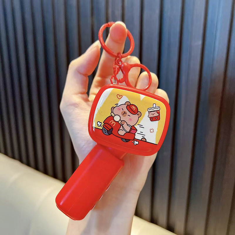 Įrašymo mikrofono raktų pakabukas – karikatūrinio stiliaus, PVC