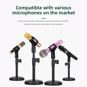 Stalo mikrofono stovas su sunkia metalo disko pagrindu, reguliuojamas aukštis, kompatibilus su kondensatoriaus mikrofonu, MILESNG ZM02