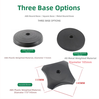 Stalo laikiklis telefonui ir mikrofonui su reguliuojamu apšvietimu tiesioginiams transliavimams, apvalios diskos pagrindas, metalinė vamzdinė konstrukcija.