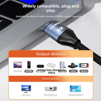 HDMI kabelis, 2.1 versija, 8K palaikymas, 10 m ilgio, variniai laidai, auksu dengti jungtys