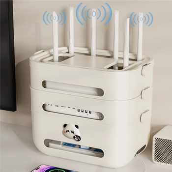 Кутия за съхранение на кабели за Wi‑Fi рутер и сет‑топ кутия — настолен организатор кабели, PP пластмаса, модерен минималистичен дизайн