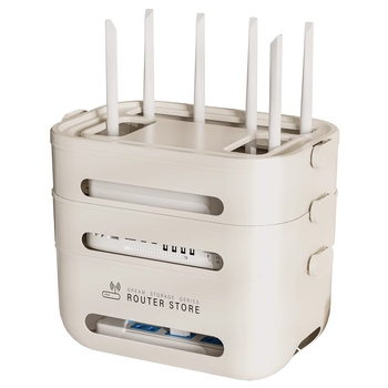 Кутия за съхранение на кабели за Wi‑Fi рутер и сет‑топ кутия — настолен организатор кабели, PP пластмаса, модерен минималистичен дизайн