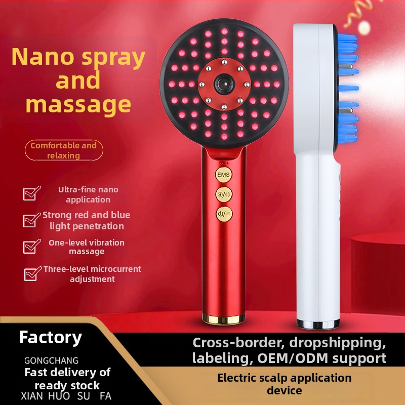 Elektriska galvas masāžas ķemme – vibrācijas masāža, modelis S2, akumulatoru barošana, mehāniskā vadība, 4 ātrumi