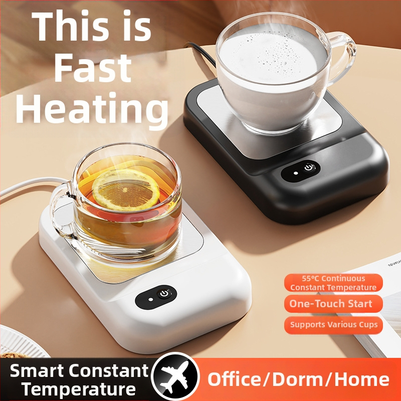 Suport încălzit pentru pahare de lapte, temperatură constantă 55°C, alimentare prin priză, control prin buton, carcasă din plastic, fără oprire automată