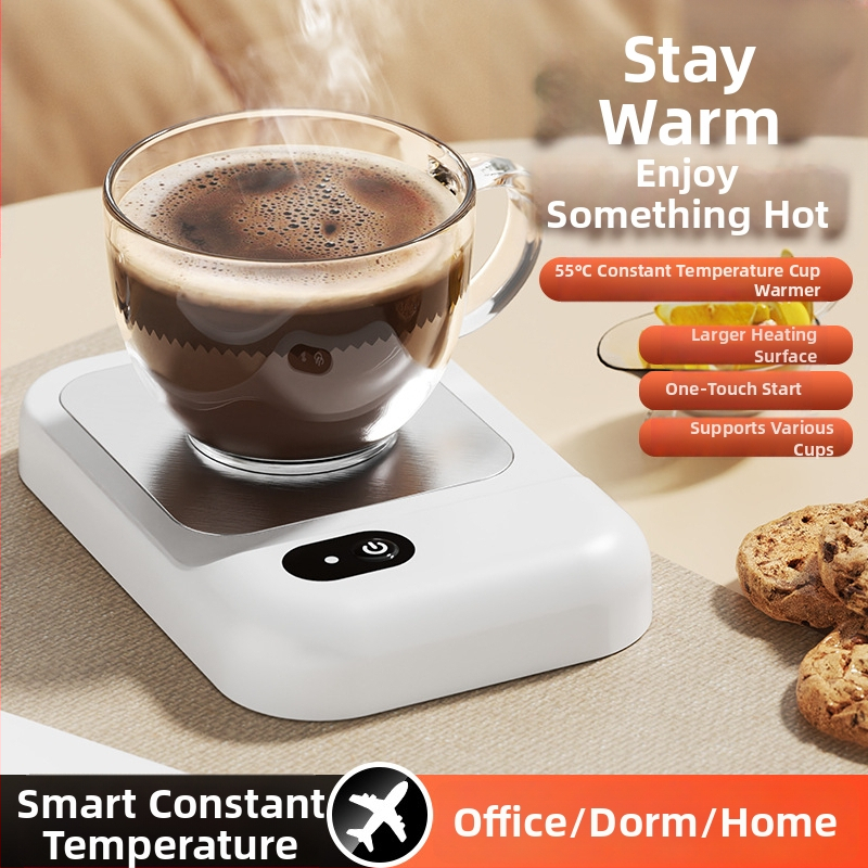 Suport încălzit pentru pahare de lapte, temperatură constantă 55°C, alimentare prin priză, control prin buton, carcasă din plastic, fără oprire automată