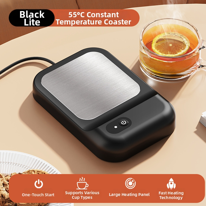 Suport încălzit pentru pahare de lapte, temperatură constantă 55°C, alimentare prin priză, control prin buton, carcasă din plastic, fără oprire automată